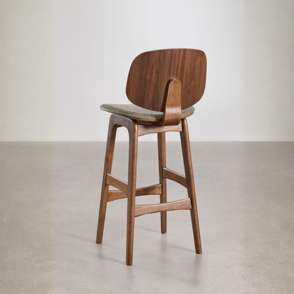 Canada 65cm High Stool in Dark Wood & Mocha Brown Fabric