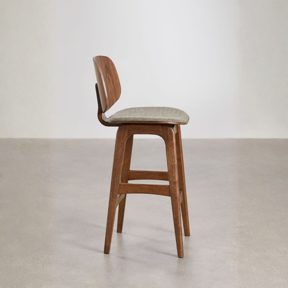 Canada 65cm High Stool in Dark Wood & Mocha Brown Fabric