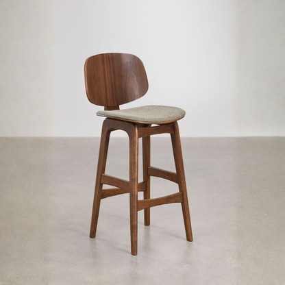 Canada 65cm High Stool in Dark Wood & Mocha Brown Fabric