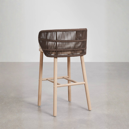 Capri High Stool - Acacia Wood & Braided Rope with Cushion