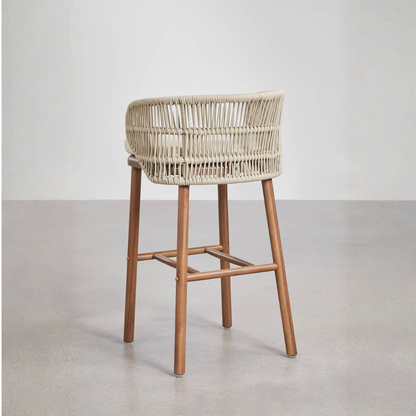 Capri High Stool - Acacia Wood & Braided Rope with Cushion