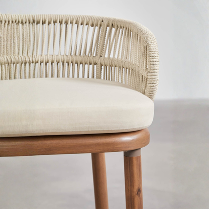 Capri High Stool - Acacia Wood & Braided Rope with Cushion