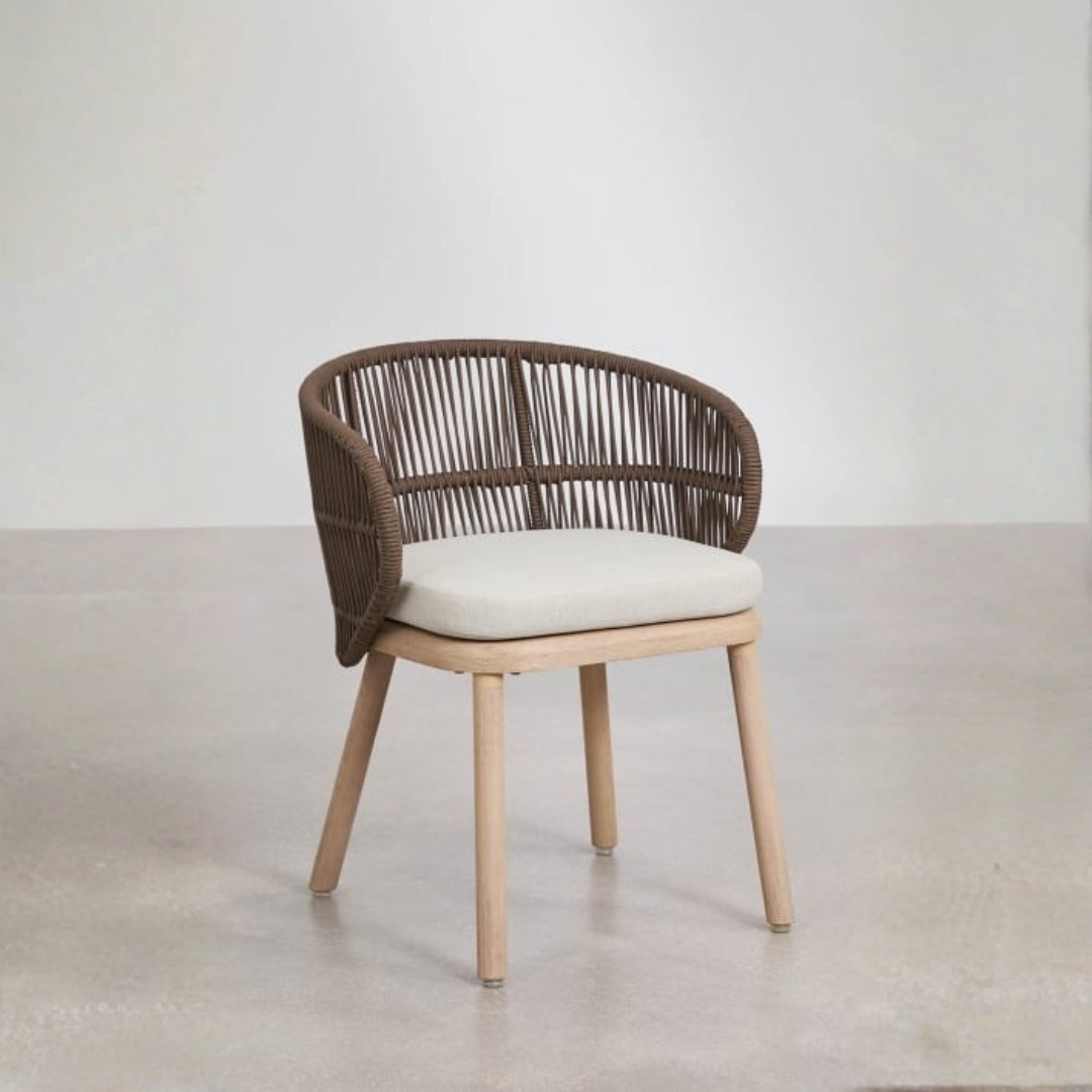 Capri High Stool - Acacia Wood & Braided Rope with Cushion