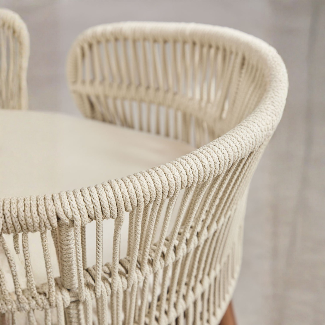 Capri High Stool - Acacia Wood & Braided Rope with Cushion