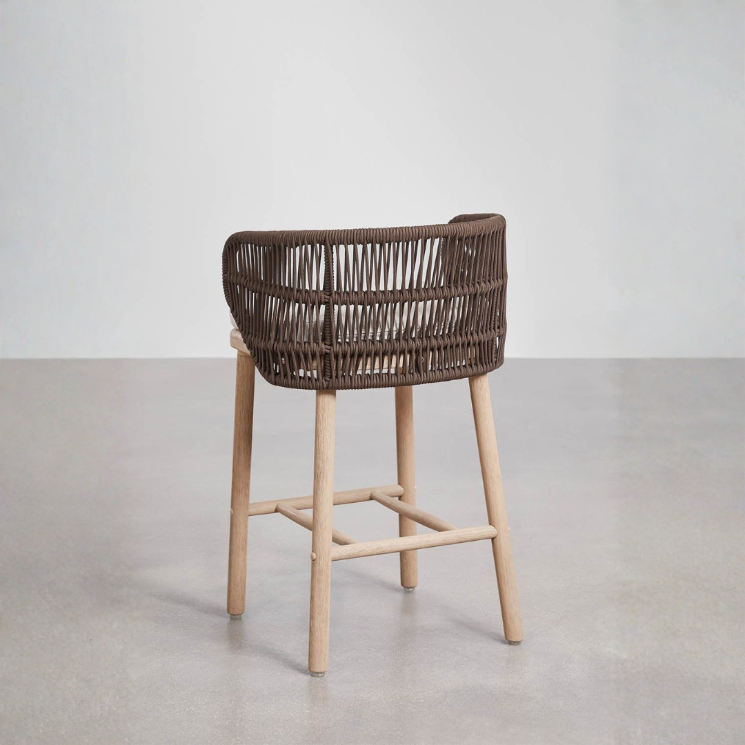 Capri High Stool - Acacia Wood & Braided Rope with Cushion