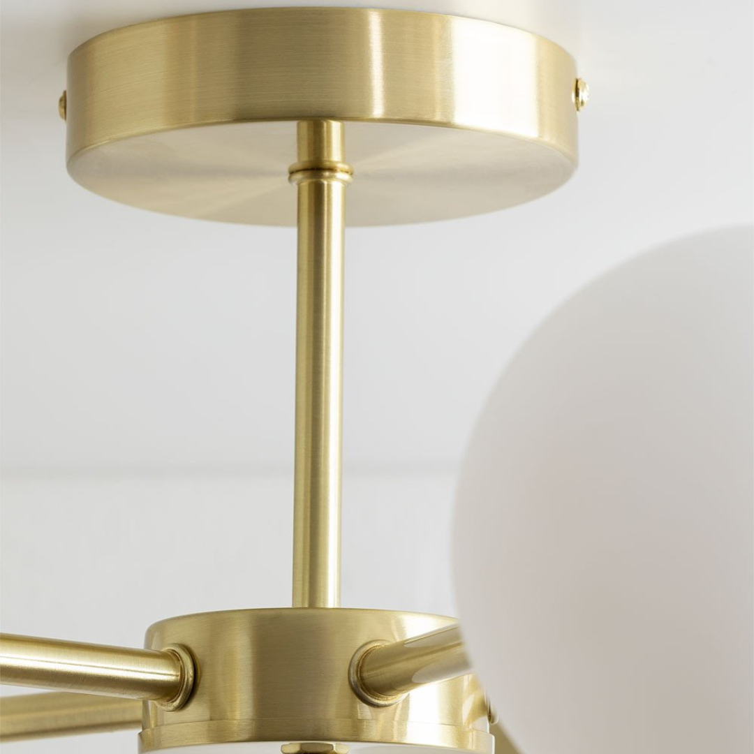 Castefi Iron Ceiling Lamp with 5 Glass Balls – Gold Finish