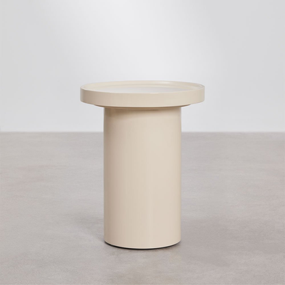 Cirela 50 cm MDF Side Table – Lacquered Finish in Beige Tapioca