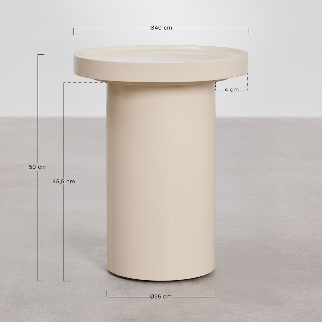 Cirela 50 cm MDF Side Table – Lacquered Finish in Beige Tapioca