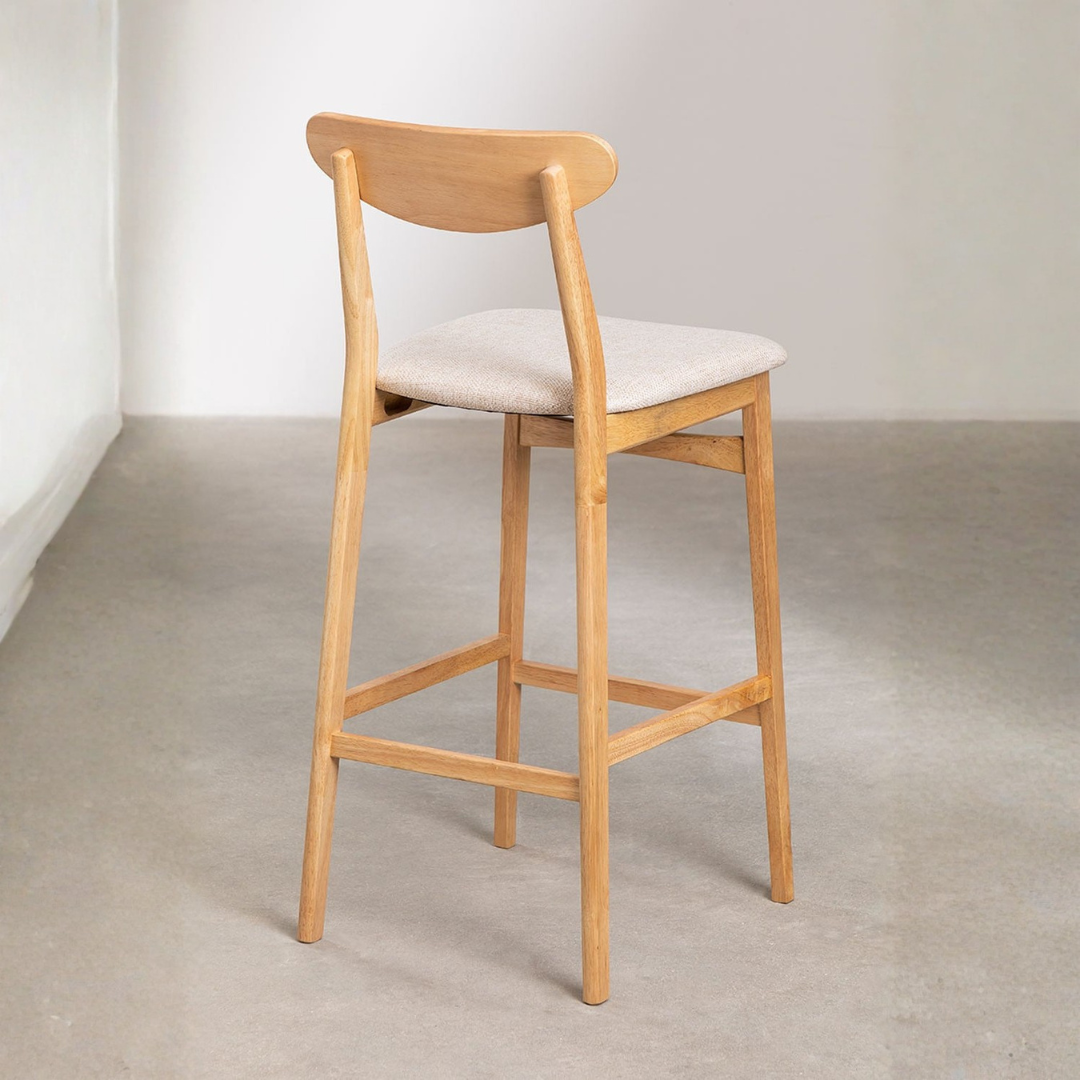 Cloda High Stool in Fabric and Wood with Backrest