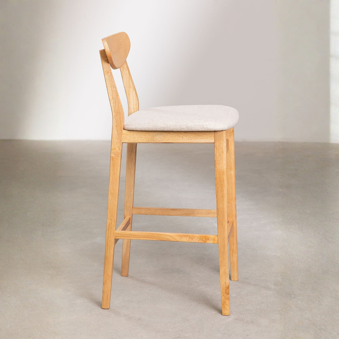Cloda High Stool in Fabric and Wood with Backrest