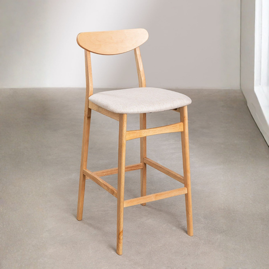 Cloda High Stool in Fabric and Wood with Backrest