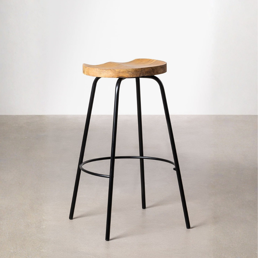 Darko Wooden High Stool 75 cm with Iron Legs