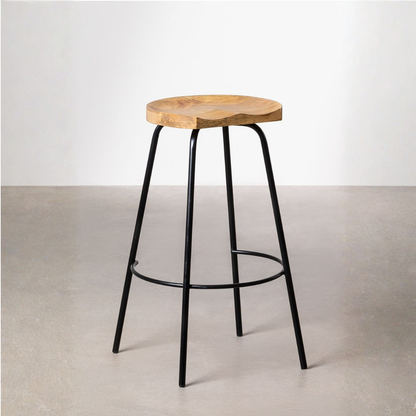 Darko Wooden High Stool 75 cm with Iron Legs