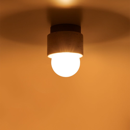 Davise Ø10 cm Travertine and Wood Ceiling Light