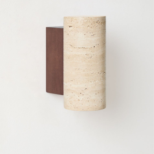 Davise Travertine and Wood Wall Sconce