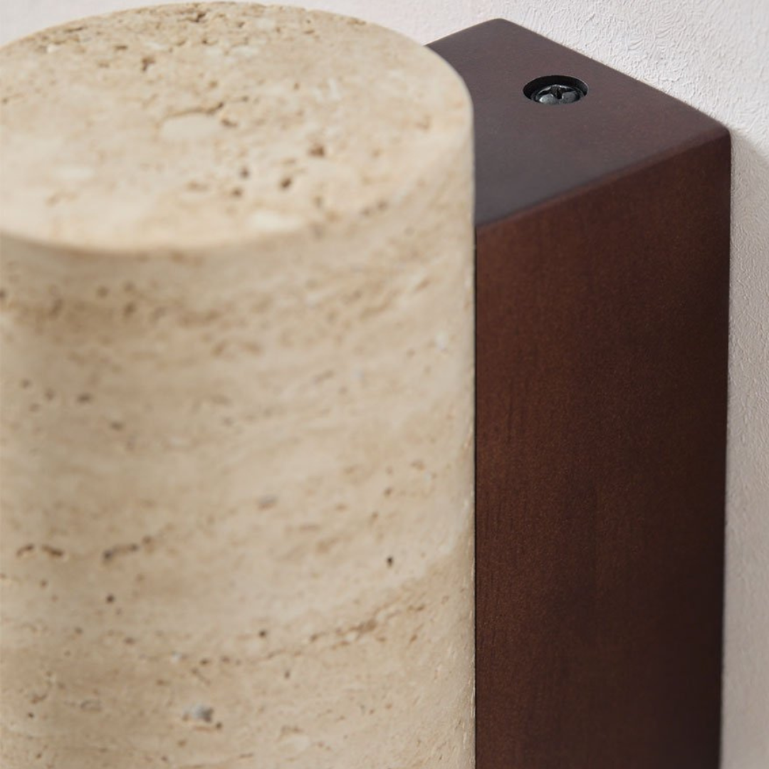 Davise Travertine and Wood Wall Sconce