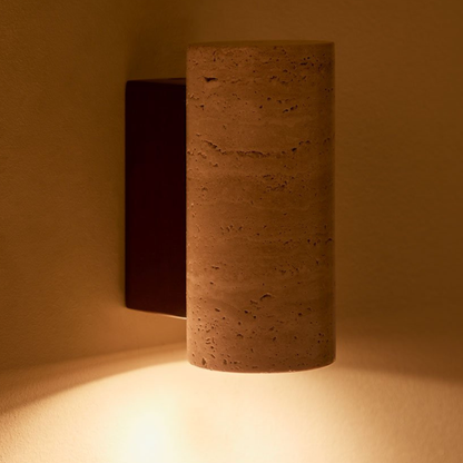 Davise Travertine and Wood Wall Sconce
