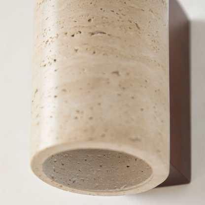 Davise Travertine and Wood Wall Sconce