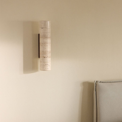 Davise Travertine and Wood Wall Sconce