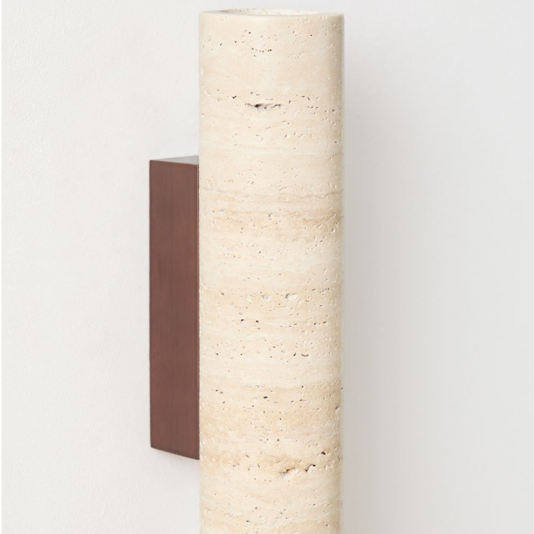 Davise Travertine and Wood Wall Sconce