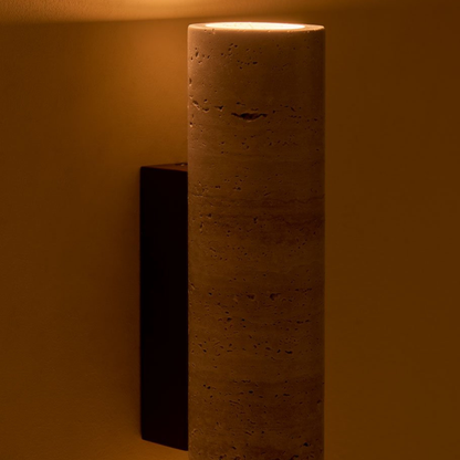 Davise Travertine and Wood Wall Sconce