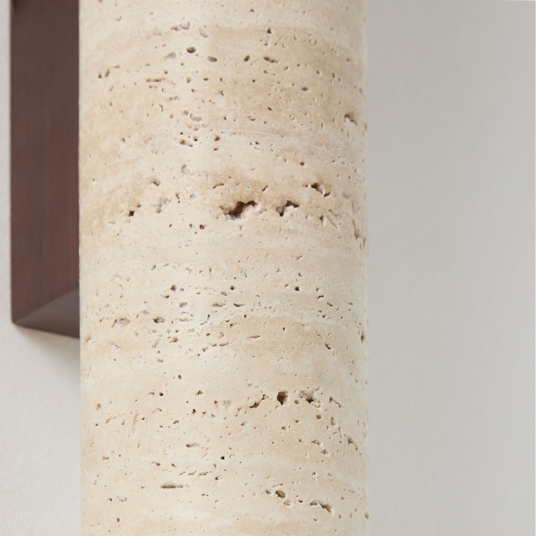 Davise Travertine and Wood Wall Sconce