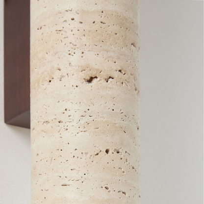 Davise Travertine and Wood Wall Sconce