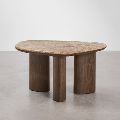 Dayana Side Table in MDF and Emperador Brown Marble