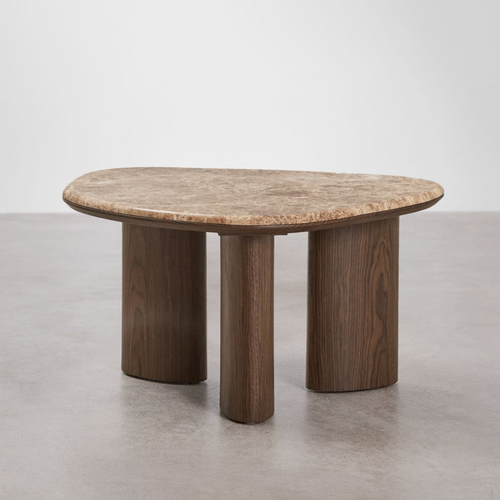Dayana Side Table in MDF and Emperador Brown Marble
