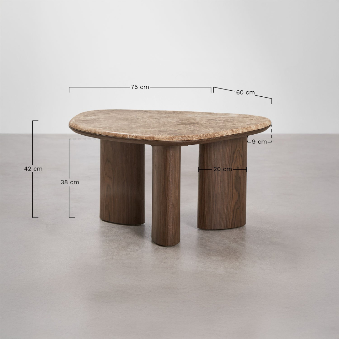 Dayana Side Table in MDF and Emperador Brown Marble