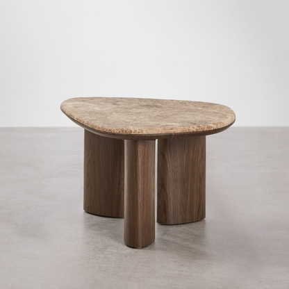 Dayana Side Table in MDF and Emperador Brown Marble