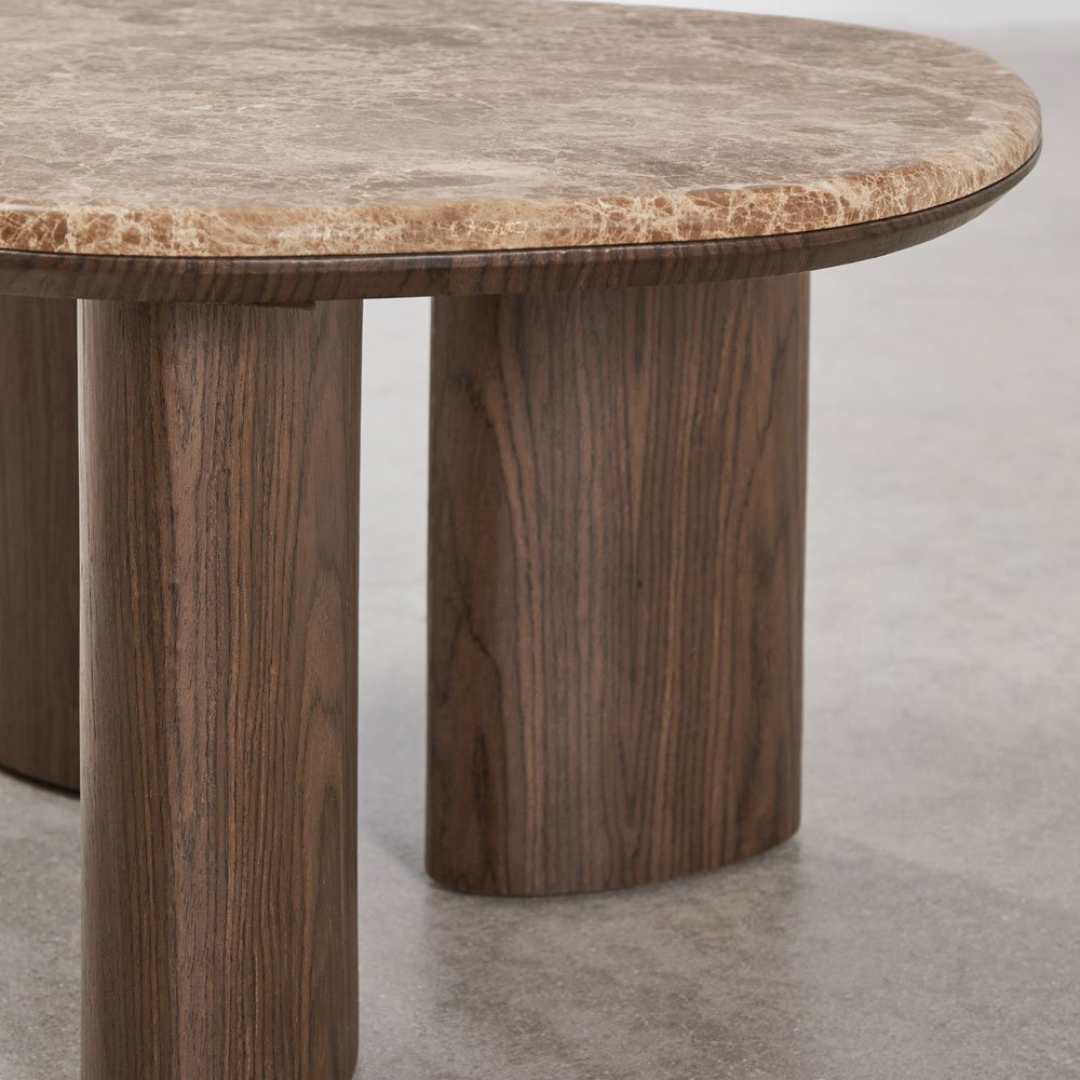 Dayana Side Table in MDF and Emperador Brown Marble