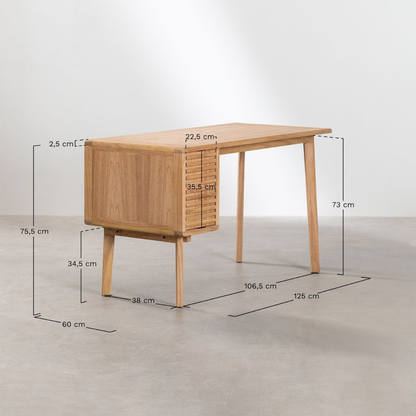 Deleyna Wooden Desk 125x60 cm in Mindi Wood