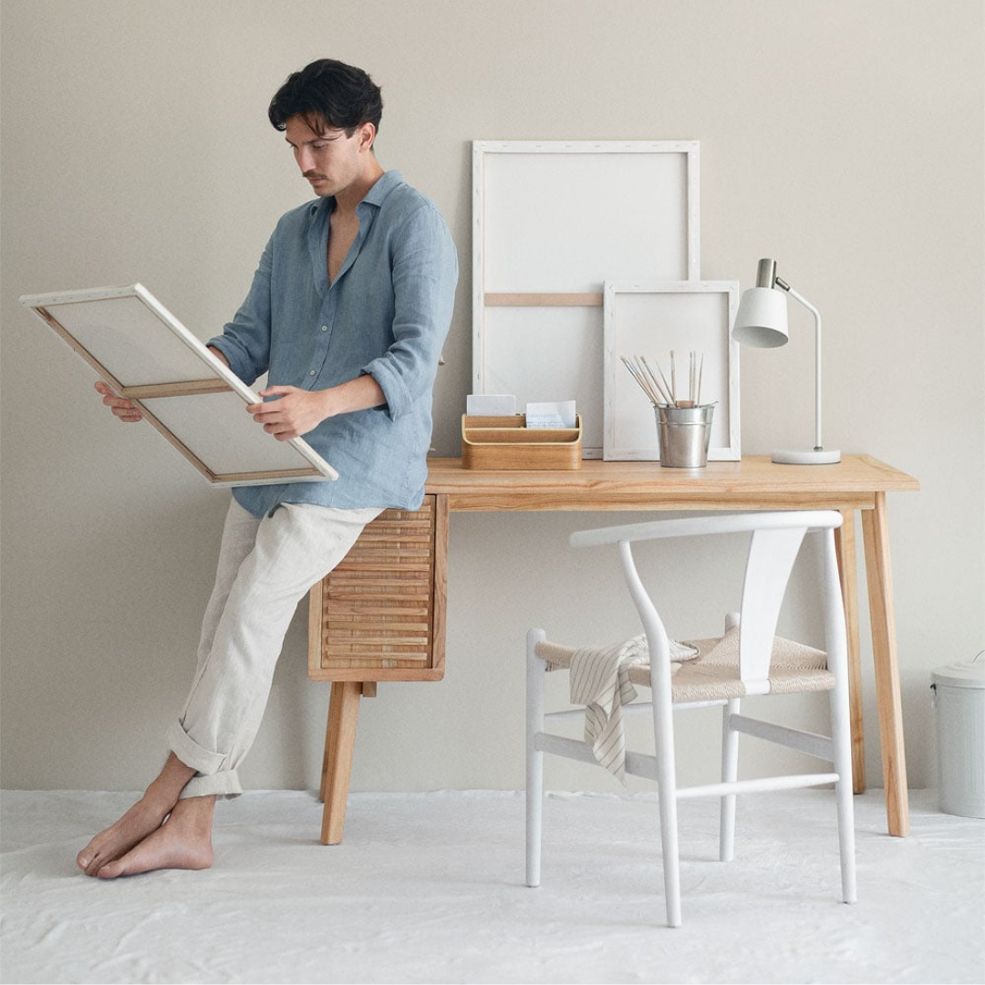 Deleyna Wooden Desk 125x60 cm in Mindi Wood