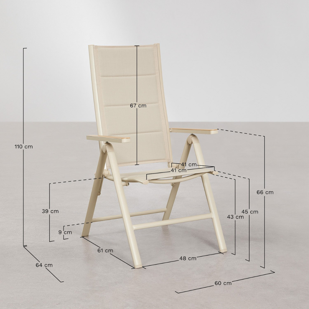 Elide Reclining & Folding Garden Chair with Aluminum Armrests