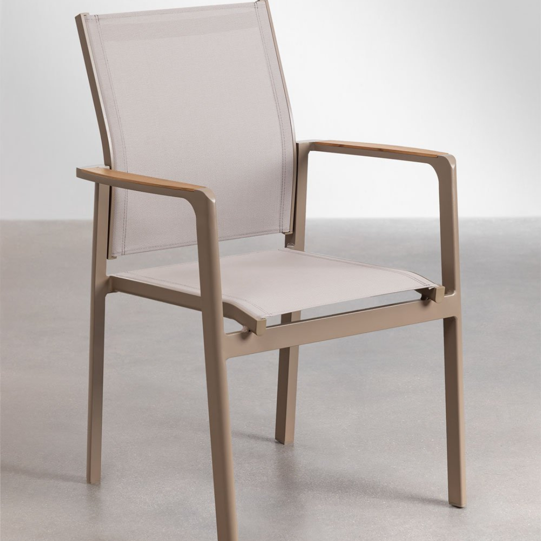 Elvira Stackable Garden Chair with Armrests in Aluminum