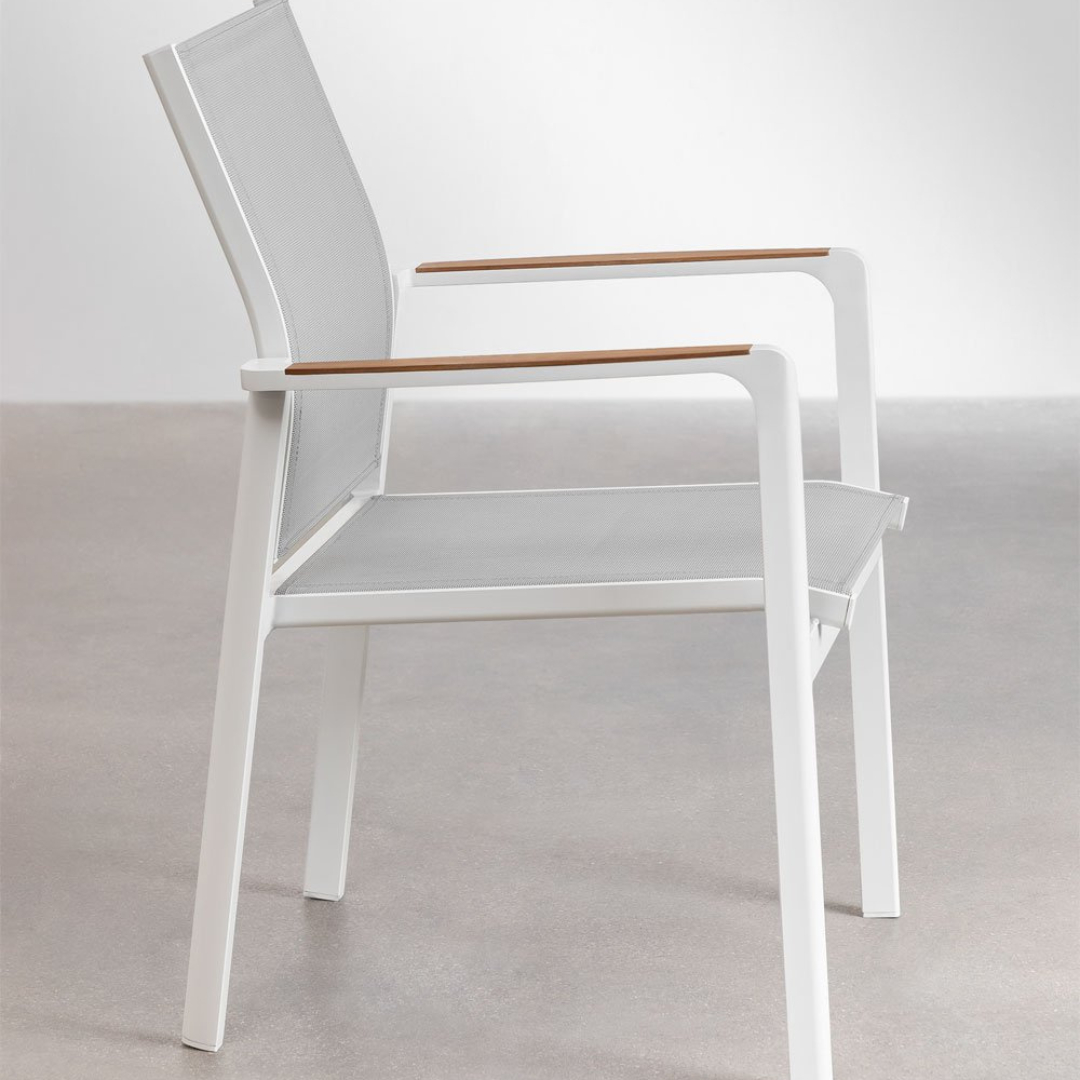 Elvira Stackable Garden Chair with Armrests in Aluminum