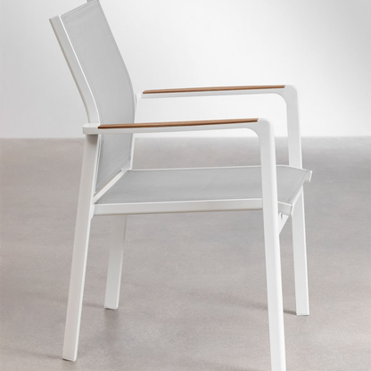 Elvira Stackable Garden Chair with Armrests in Aluminum