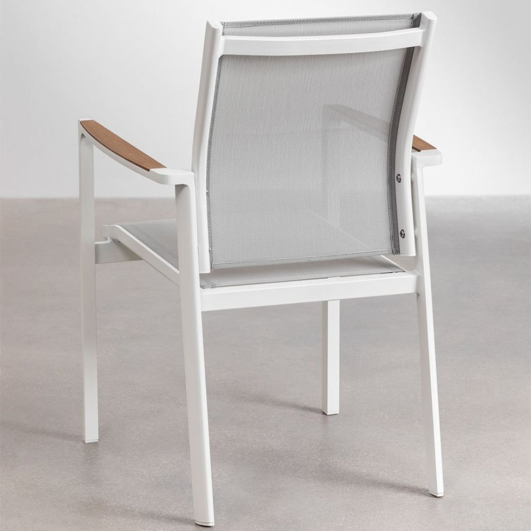 Elvira Stackable Garden Chair with Armrests in Aluminum