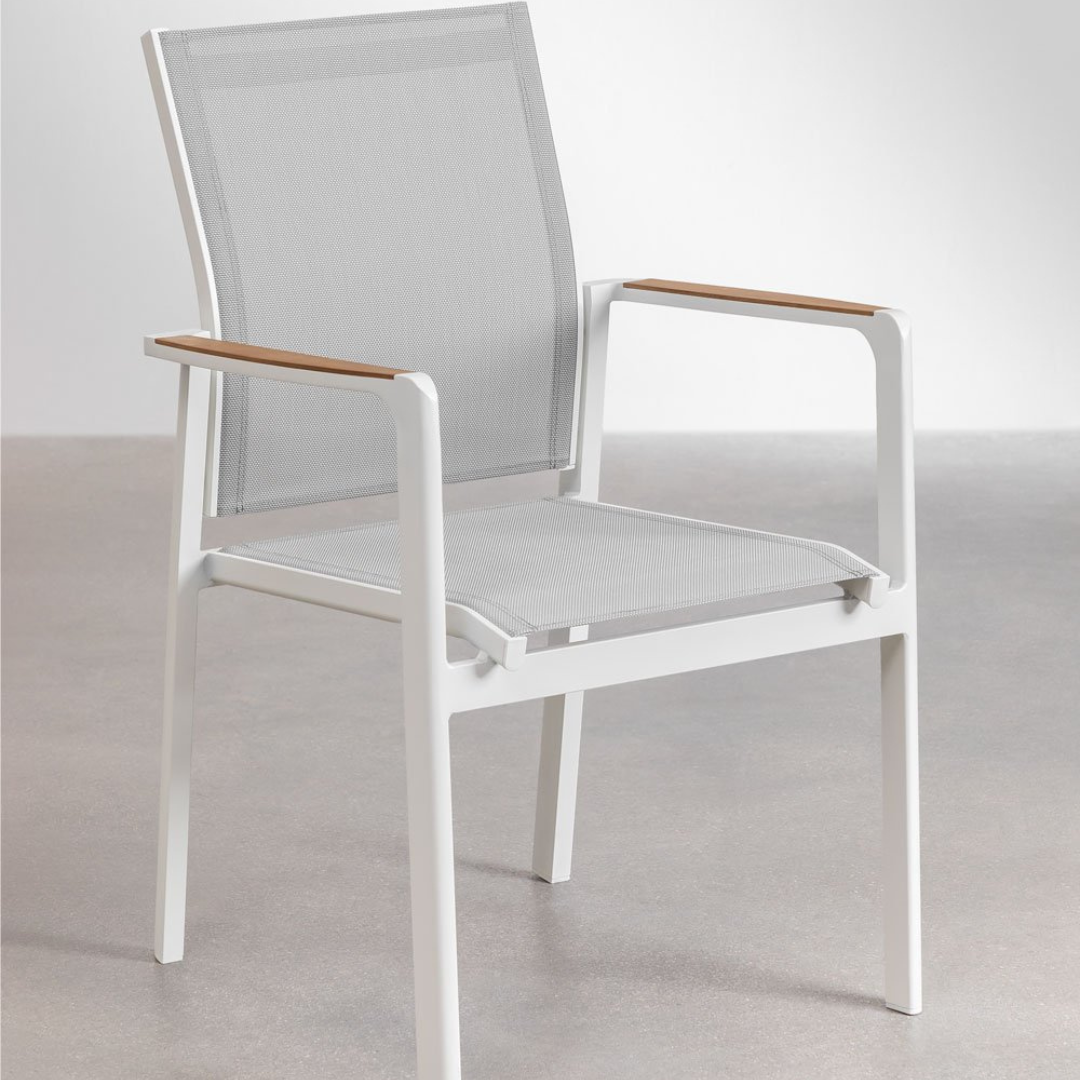 Elvira Stackable Garden Chair with Armrests in Aluminum