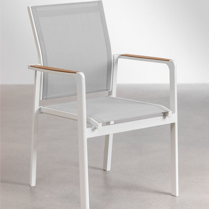 Elvira Stackable Garden Chair with Armrests in Aluminum