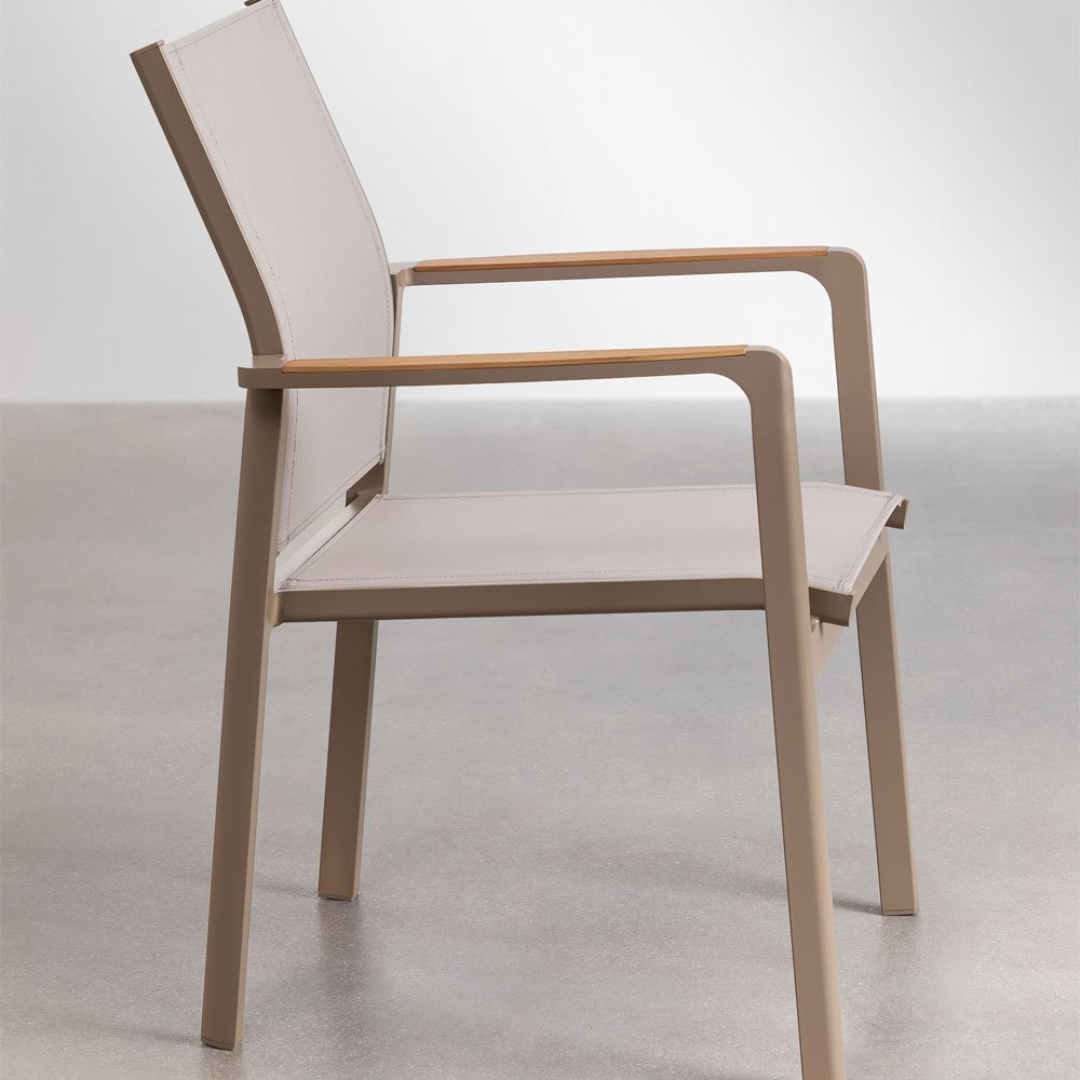 Elvira Stackable Garden Chair with Armrests in Aluminum