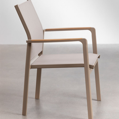 Elvira Stackable Garden Chair with Armrests in Aluminum