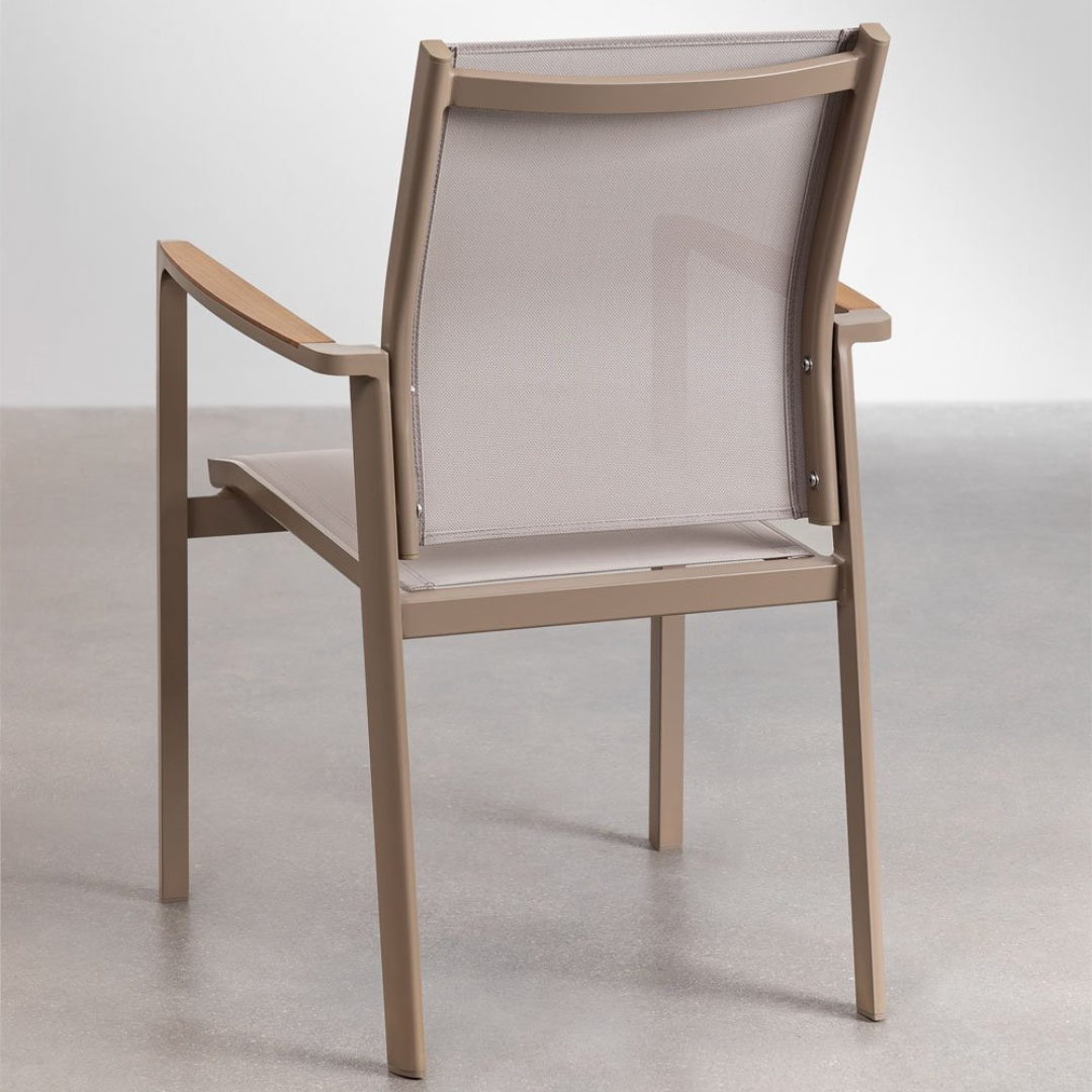 Elvira Stackable Garden Chair with Armrests in Aluminum