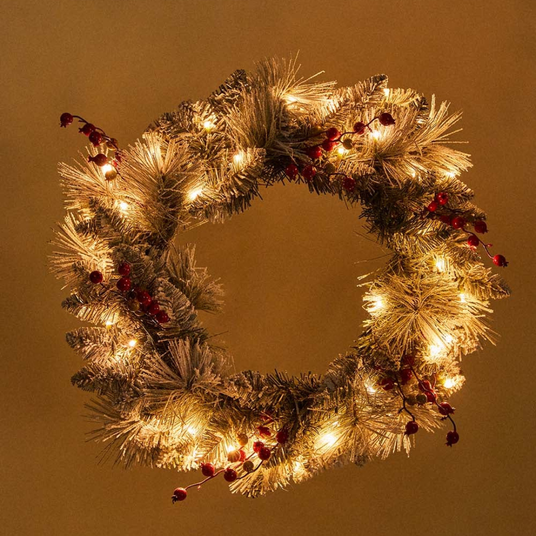Gaela 60cm Christmas Wreath with LED Lights
