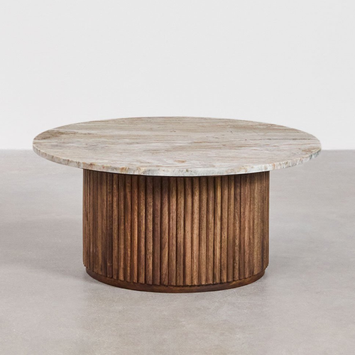Giselda Round Coffee Table Ø90 cm - Marble & Mango Wood