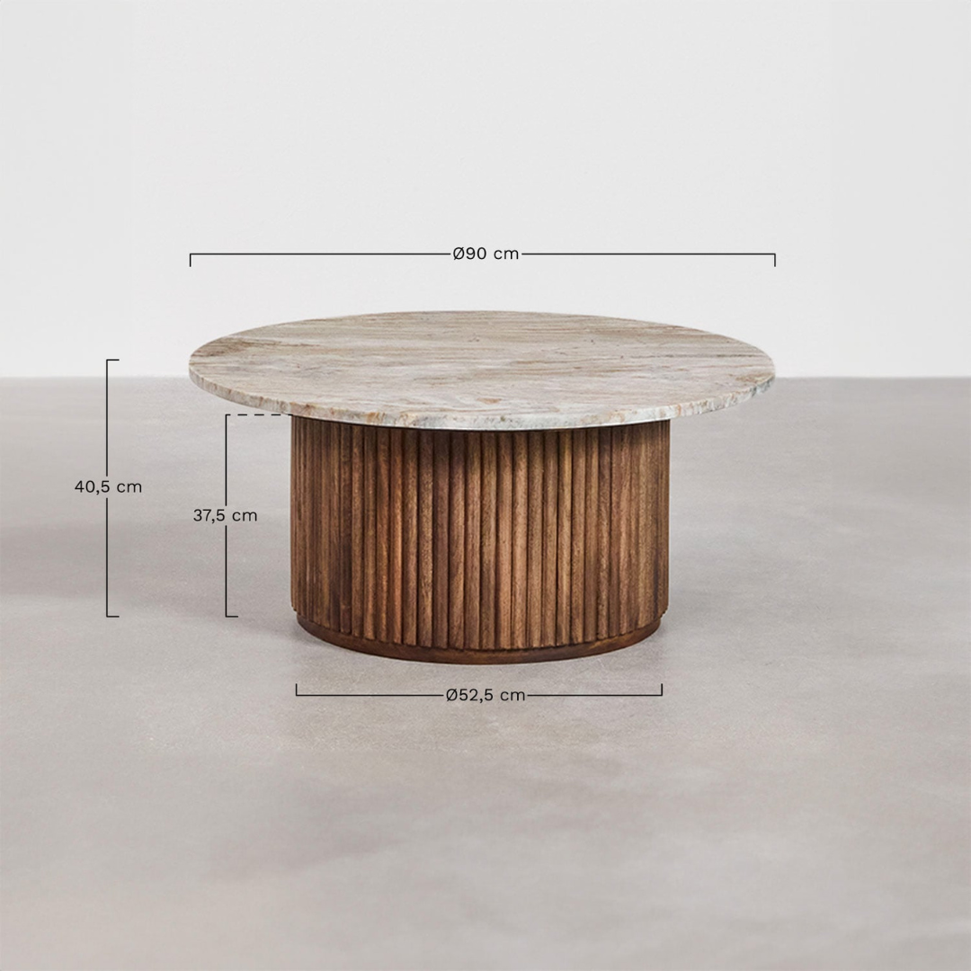 Giselda Round Coffee Table Ø90 cm - Marble & Mango Wood