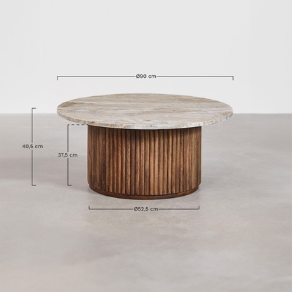 Giselda Round Coffee Table Ø90 cm - Marble & Mango Wood