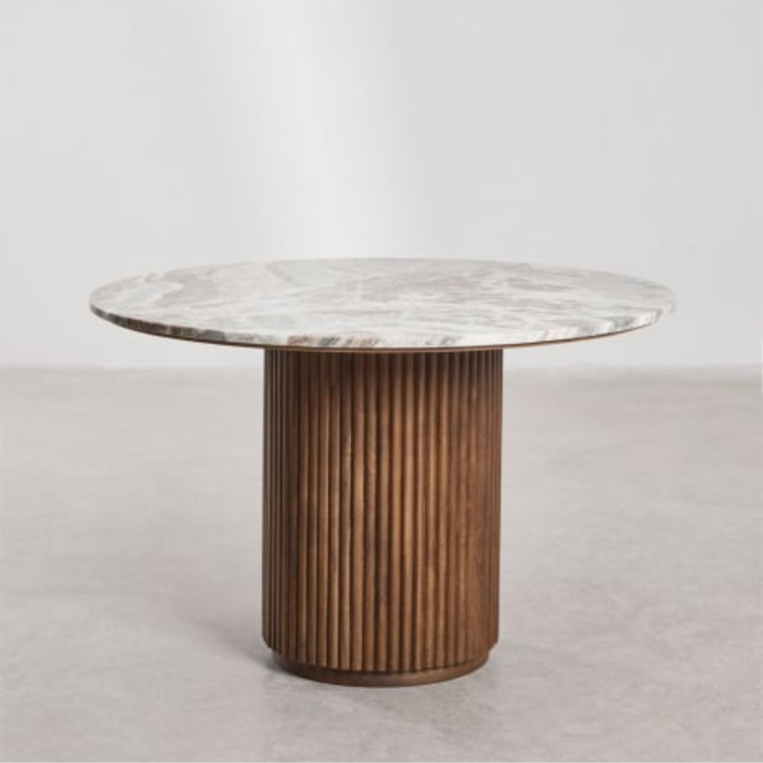 Giselda Round Coffee Table Ø90 cm - Marble & Mango Wood