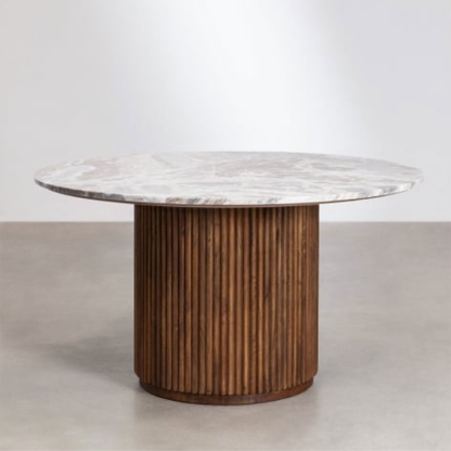 Giselda Round Coffee Table Ø90 cm - Marble & Mango Wood